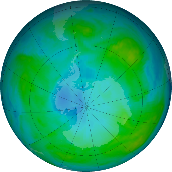 Antarctic ozone map for 09 February 1985